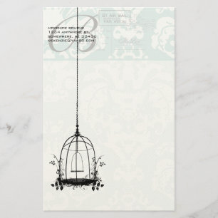 Monogram Antieke Vogelkooi met Vogels Luchtpost Briefpapier