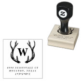 Monogram Antler krans retour adres stempel (Gestempeld)