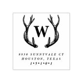 Monogram Antler krans retour adres stempel (Afrduk)