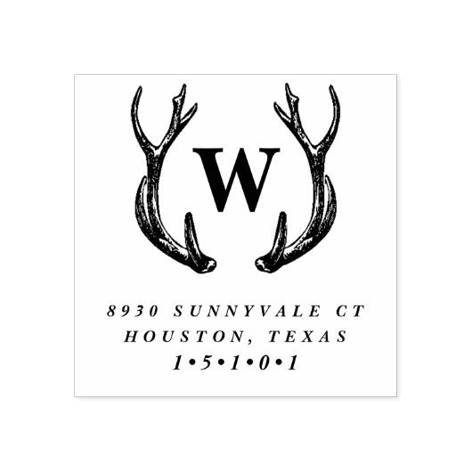 Monogram Antler krans retour adres stempel (Afrduk)
