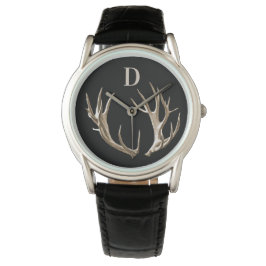 Monogram Antlers Hunter Outdoorsman Gift Watch Horloge