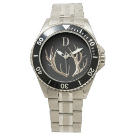 Monogram Antlers Hunter Outdoorsman Gift Watch Horloge