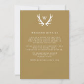 Monogram Antlers Hunting Bachelor Party Invitation Kaart (Achterkant)