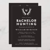 Monogram Antlers Hunting Bachelor Party Invitation Kaart (Voorkant / Achterkant)