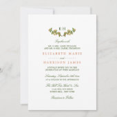 Monogram Apple Branch Wedding Uitnodiging (Voorkant)