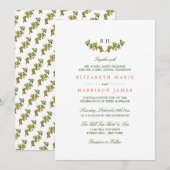 Monogram Apple Branch Wedding Uitnodiging (Voorkant / Achterkant)