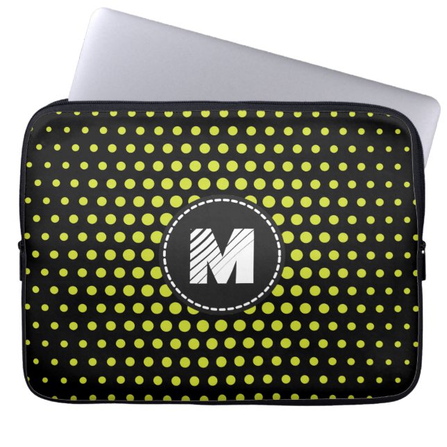 Monogram Apple green Techno Stippen Modern Laptop Sleeve (Voorkant)