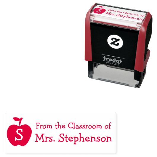 Monogram Apple Teacher Classroom Custom School Zelfinktende Stempel (In situ)