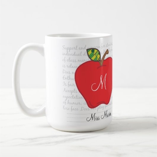 Monogram Apple Teachers Coffee Mok (Links)