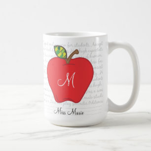 Monogram Apple Teachers Coffee Mok