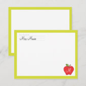 Monogram Apple Teachers Flat Note Card Notitiekaartje (Voorkant / Achterkant)