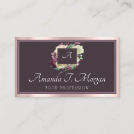 Monogram Appointment Card Roos Marsala DustyFloral Visitekaartje