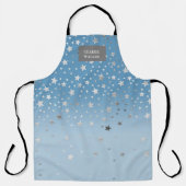 monogram apron : blauwe zilveren sterren schort (Voorkant)