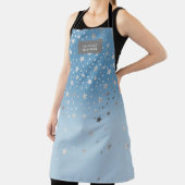 monogram apron : blauwe zilveren sterren schort (Insitu)