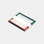 Monogram Aqua Blauw, Wit, Oranje Koraal Strepen Post-it® Notes (Schuin)