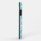 Monogram Aqua Blauwe Damast Case-Mate iPhone Case (Achterkant/rechts)