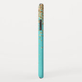 Monogram Aqua Blauwe Gouden Glitter Confetti Meisj Case-Mate iPhone Case (Achterkant/rechts)