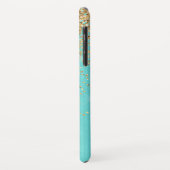 Monogram Aqua Blauwe Gouden Glitter Confetti Meisj Case-Mate iPhone Case (Achterkant/links)