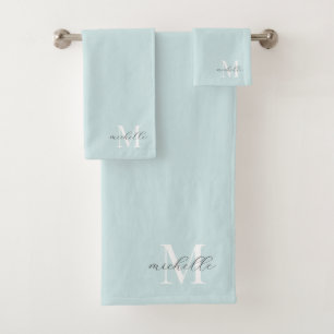 Monogram Aqua Blue Bad Handdoek