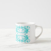 Monogram Aqua Blue Damask Espresso Kop (Rechts)