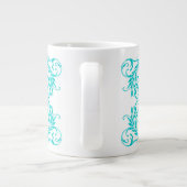 Monogram Aqua Blue Damask Grote Koffiekop (Achterkant)