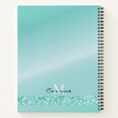 Monogram Aqua Blue Driving Glitter Metallic Notitieboek (Achterkant)