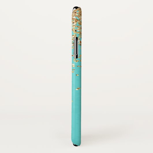 Monogram Aqua Blue Glitter Confetti Girly Case-Mate iPhone Case (Achterkant / rechts)