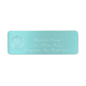 Monogram Aqua Blue Gray Silver Wreath Blush RSVP Etiket (Voorkant)