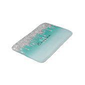 Monogram Aqua Blue Metallic + Silver Glitter Drive Badmat (Gekanteld)