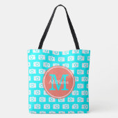 Monogram Aqua Camera Patroon met de Naam van de Do Tote Bag (Achterkant)