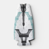 Monogram Aqua Chic Eiffel Tower Patroon Flesjeskoeler (Achterkant)