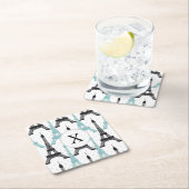 Monogram Aqua Chic Eiffel Tower Patroon Kartonnen Onderzetters (Insitu)