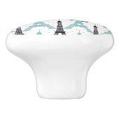 Monogram Aqua Chic Eiffel Tower Patroon Keramische Knop (Zijkant)