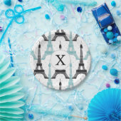 Monogram Aqua Chic Eiffel Tower Patroon Papieren Bordje (Feest)