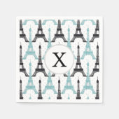 Monogram Aqua Chic Eiffel Tower Patroon Servetten (Voorkant)