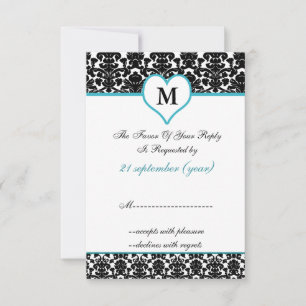 monogram aqua damask standaard 3,5 x 5 rsvp