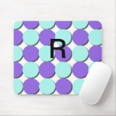 Monogram Aqua en Blauwe Polka Dots Muismat (Met muis)