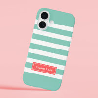 Monogram Aqua en Coral Preppy Stripes