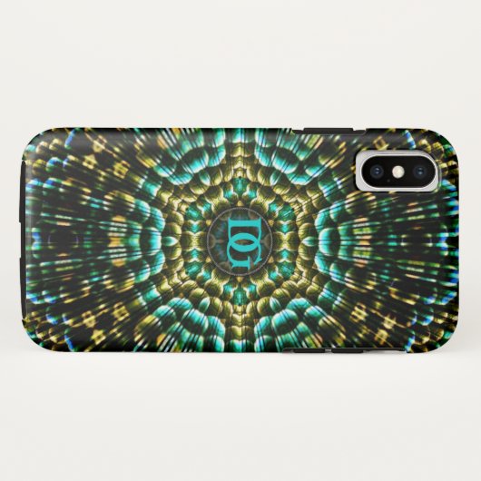 Monogram Aqua Gold Geometric Artistry Case-Mate iPhone Case (Achterkant (horizontaal))