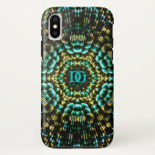 Monogram Aqua Gold Geometric Artistry Case-Mate iPhone Case (Achterkant)