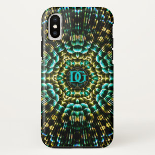 Monogram Aqua Gold Geometric Artistry iPhone XS Hoesje