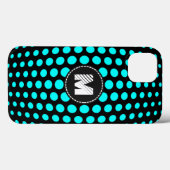 Monogram Aqua Polka Dots Pattern Case-Mate iPhone Case (Achterkant (horizontaal))