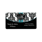 Monogram aqua, terugzendadres label (Voorkant)