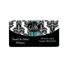 Monogram aqua, terugzendadres label