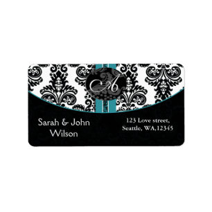 Monogram aqua, terugzendadres label