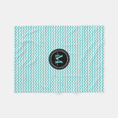 Monogram Aqua White Abstracte Chevron Fleece Deken (Voorkant (Horizontaal))