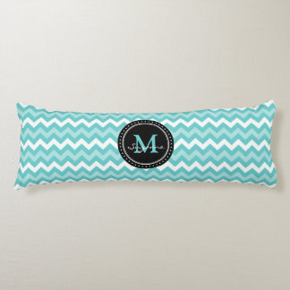 Monogram Aqua White Abstracte Chevron Lichaamskussen
