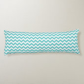 Monogram Aqua White Abstracte Chevron Lichaamskussen (Achterkant)