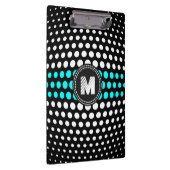Monogram Aqua & White Polka Dots Pattern Klembord (Rechts)