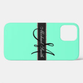 Monogram Aquamarine Kleurachtergrond Case-Mate iPhone Case (Achterkant (horizontaal))